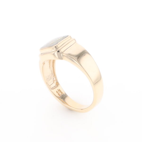 Gold Quartz Ring Square Inlaid Design