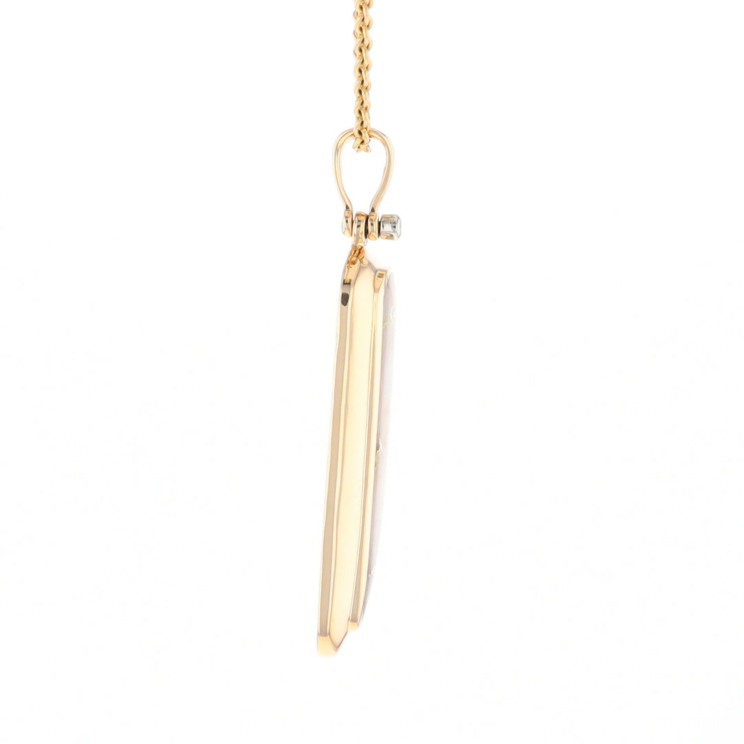 Gold Quartz Long Geometric Inlaid Pendant