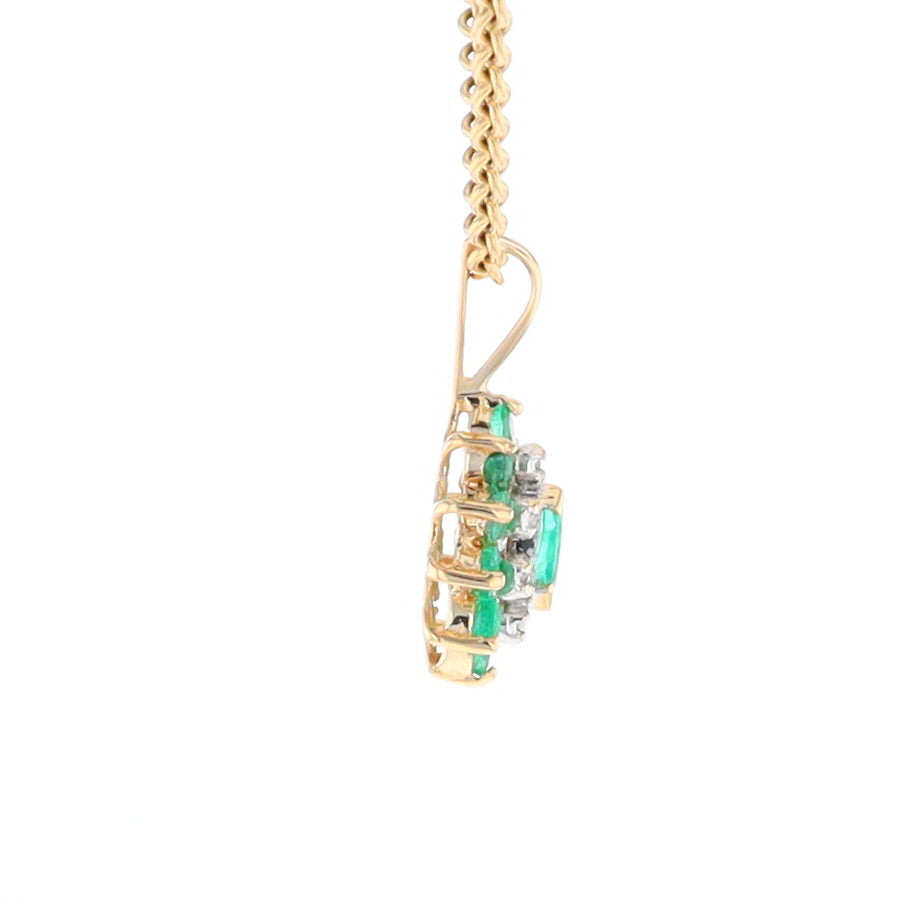 Marquise Shaped Emerald and Diamond Pendant