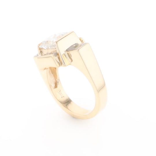Princess Cut Diamond Gold Quartz 2-Square Inlaid Ring