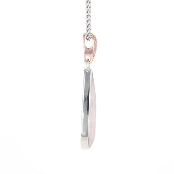 Rose Quartz Teardrop Inlaid Pendant with .11ctw diamonds