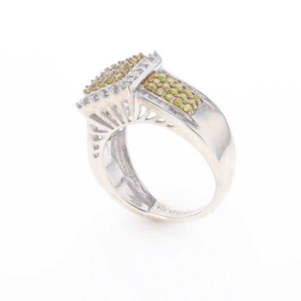 Yellow and White Diamond Filigree Design Ring