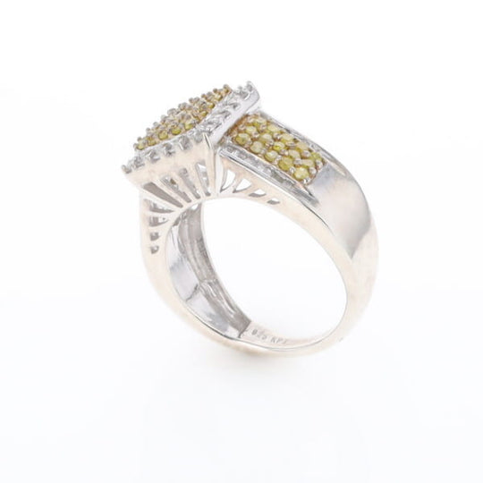 Yellow and White Diamond Filigree Design Ring