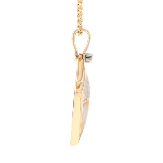 Gold Quartz Kite Shape Inlaid Pendant with 0.19ctw Diamonds (G1)