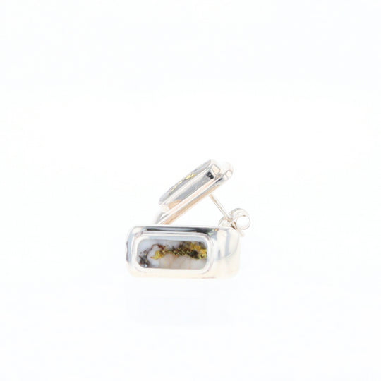 Gold Quartz Inlaid Rectangle Stud Earrings - G3