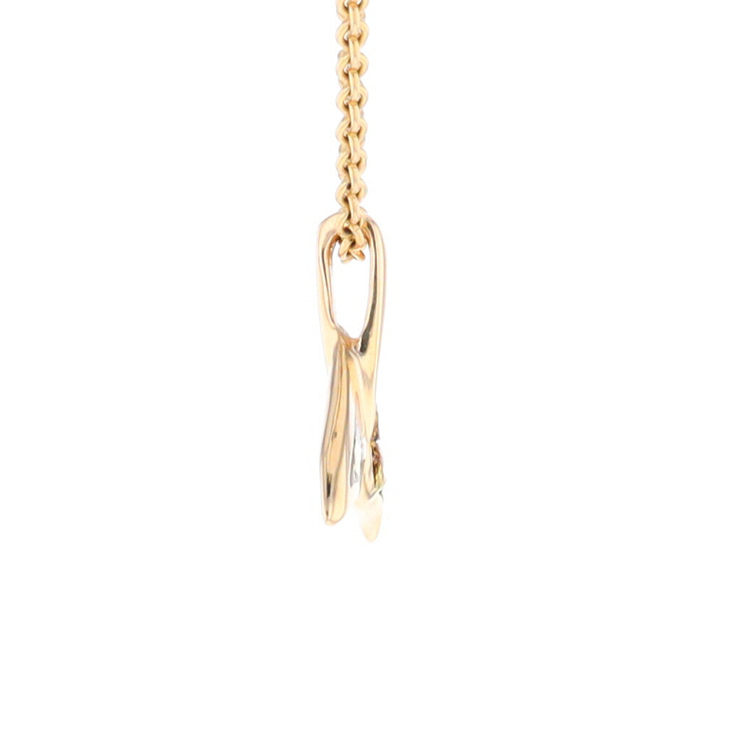 Small Whale Tail Gold Quartz and Gold Nugget Pendant