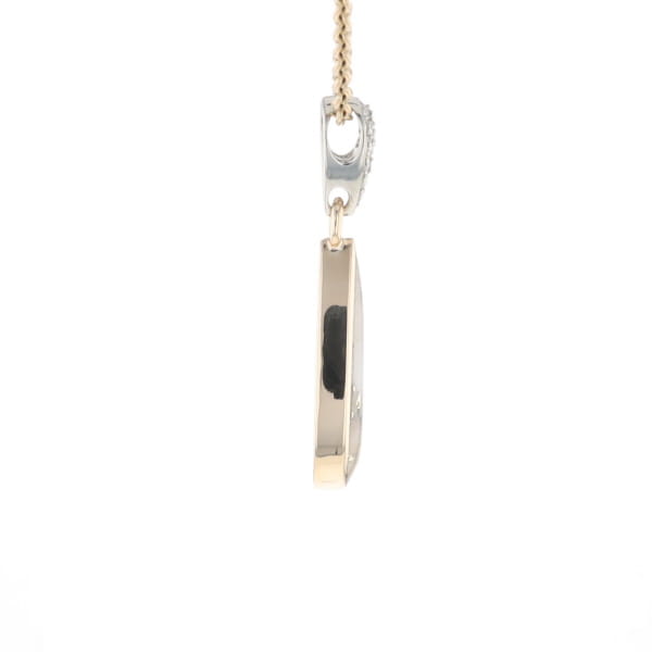 Gold Quartz Necklace Tear Drop Inlaid Pendant with .11ctw Diamonds