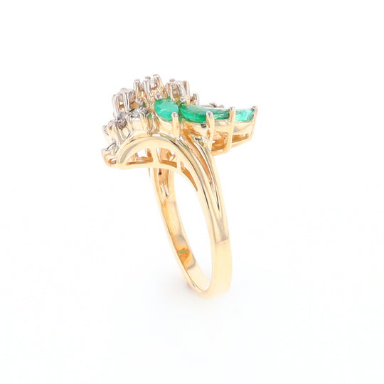 Emerald and Diamond Cluster Ring