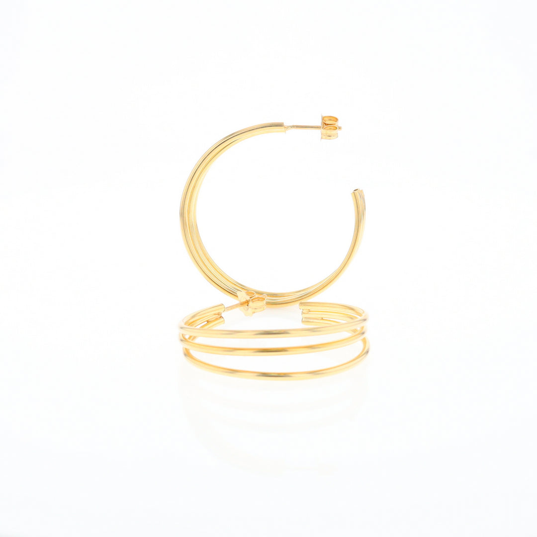 Three Bar Gold Hoop Earrings