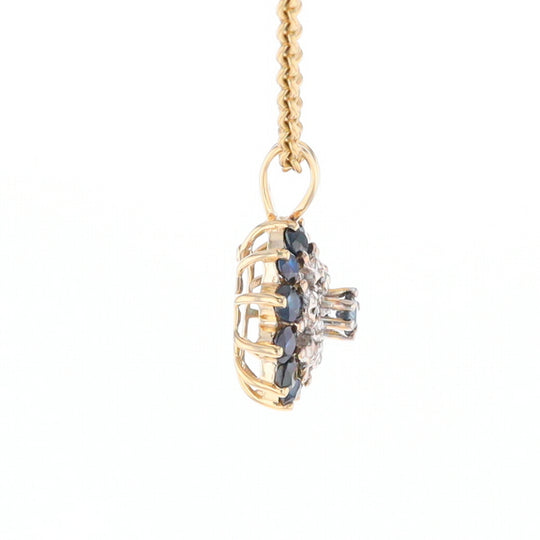 Round Diamond & Sapphire Cluster Pendant