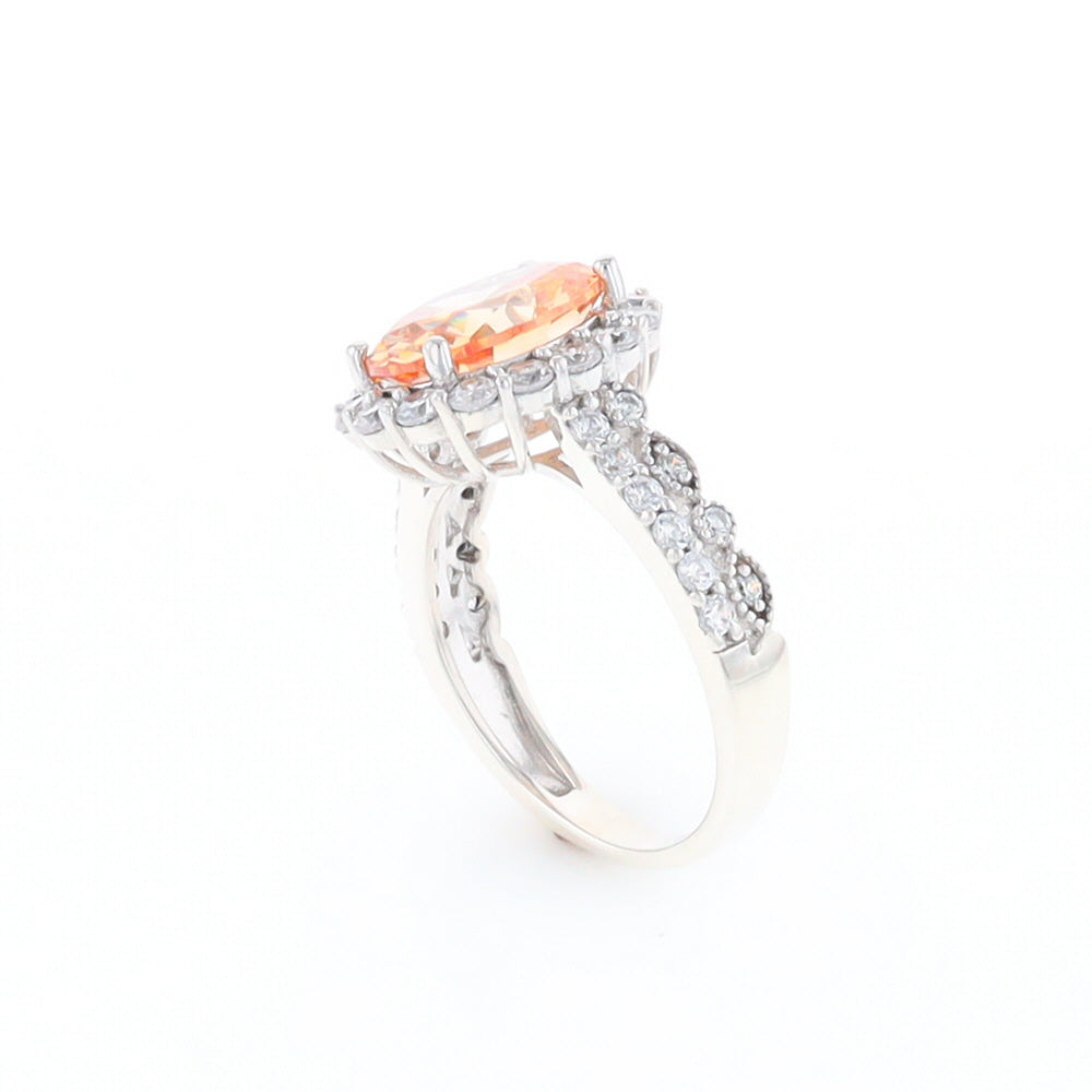 Peach Imitation Topaz Halo Ring