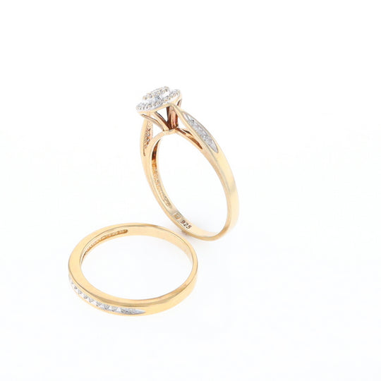 Gold Plated Silver Diamond Engagement Ring Set