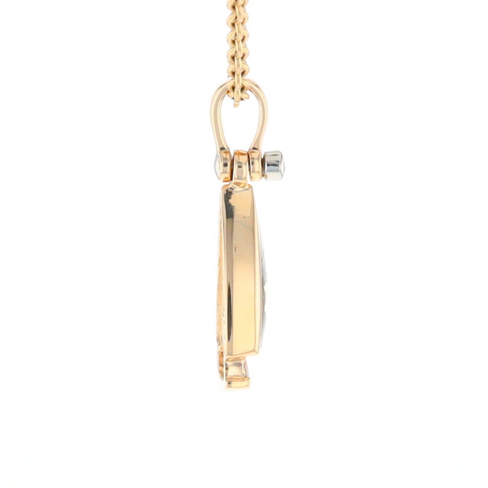 Gold Quartz Triangle Inlaid Pendant with 0.08ctw Diamonds - G2