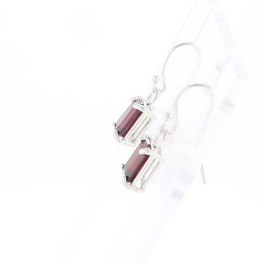 Emerald Cut Garnet Earrings