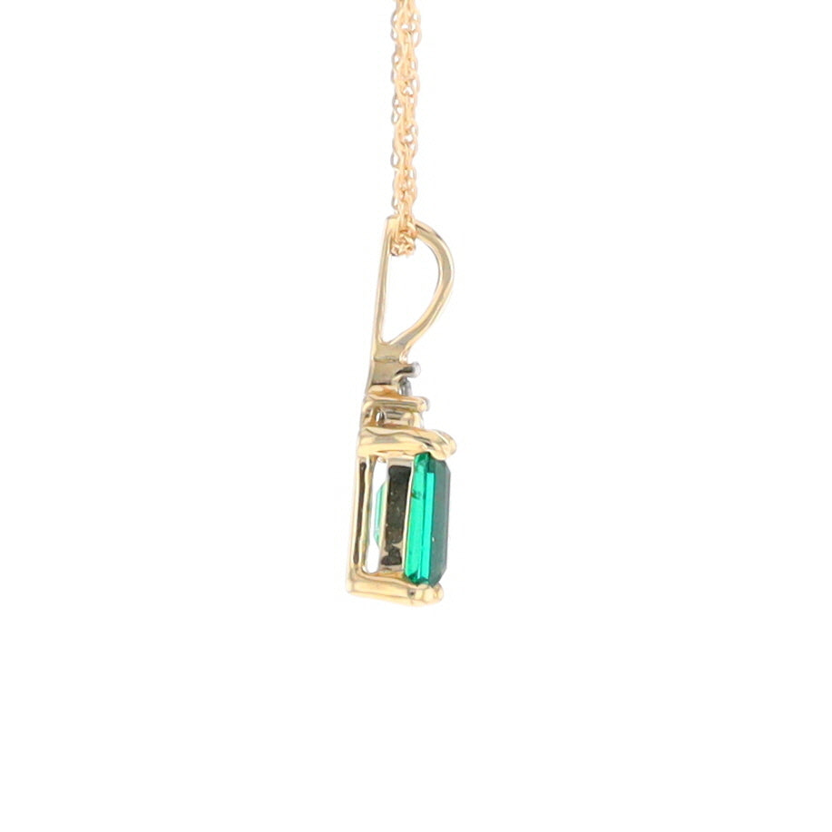 Synthetic Emerald Pendant with Diamond Accents