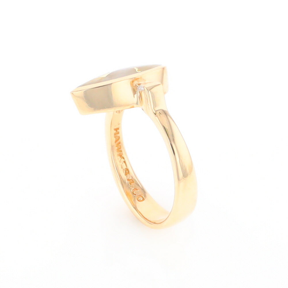 Gold Quartz Ring Pear Shape Inlaid with .18ctw Round Diamonds