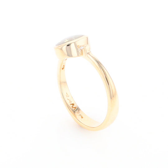 Gold Quartz Ring Oval Inlaid Design Center with .06ctw Round Diamonds