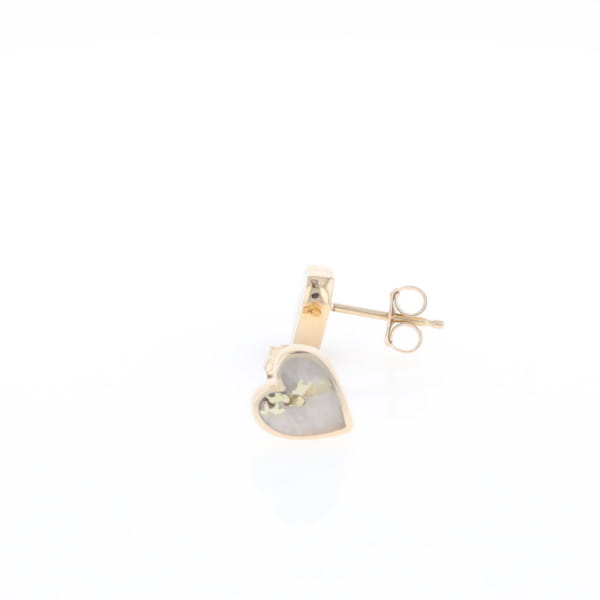 Gold Quartz Heart Stud Earrings - G2