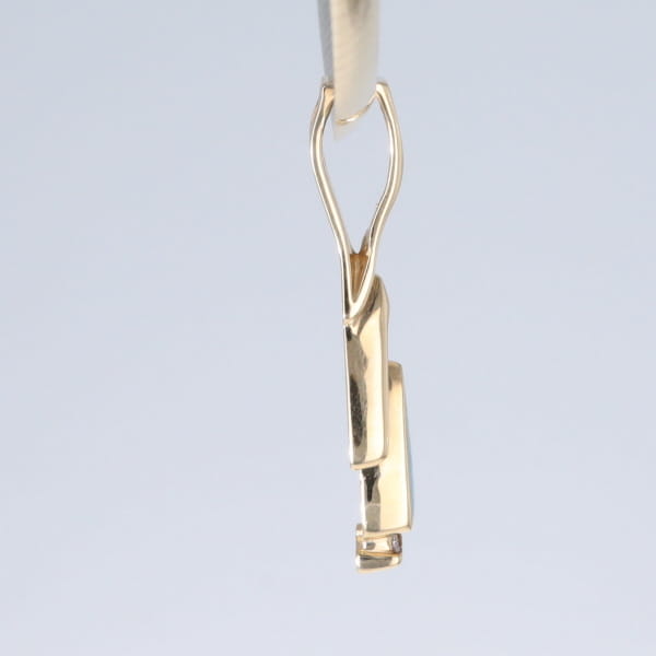 Opal Pendant Triangle Inlaid Design with .06ctw Round Diamonds