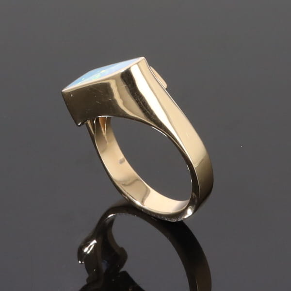 Opal Rings Geometric Inlaid with Tanzanite and .08ctw Round Diamonds