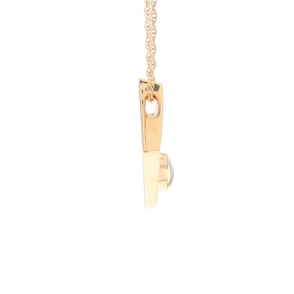 Open Square Gold Quartz Round Inlaid Pendant