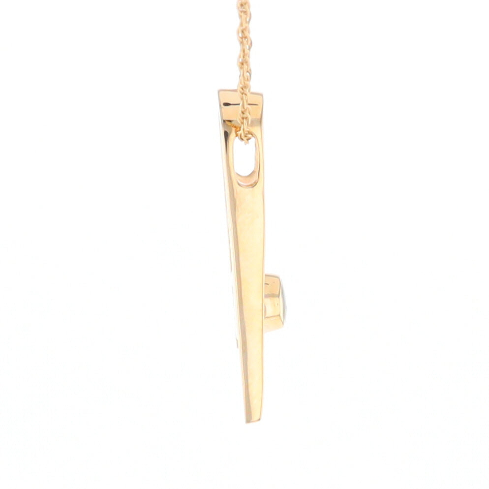 Curved Uneven Bar Round Gold Quartz Inlaid Pendant G2