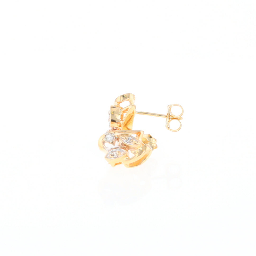 Diamond Leaf Stud Earrings