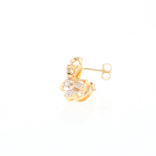 Diamond Leaf Stud Earrings