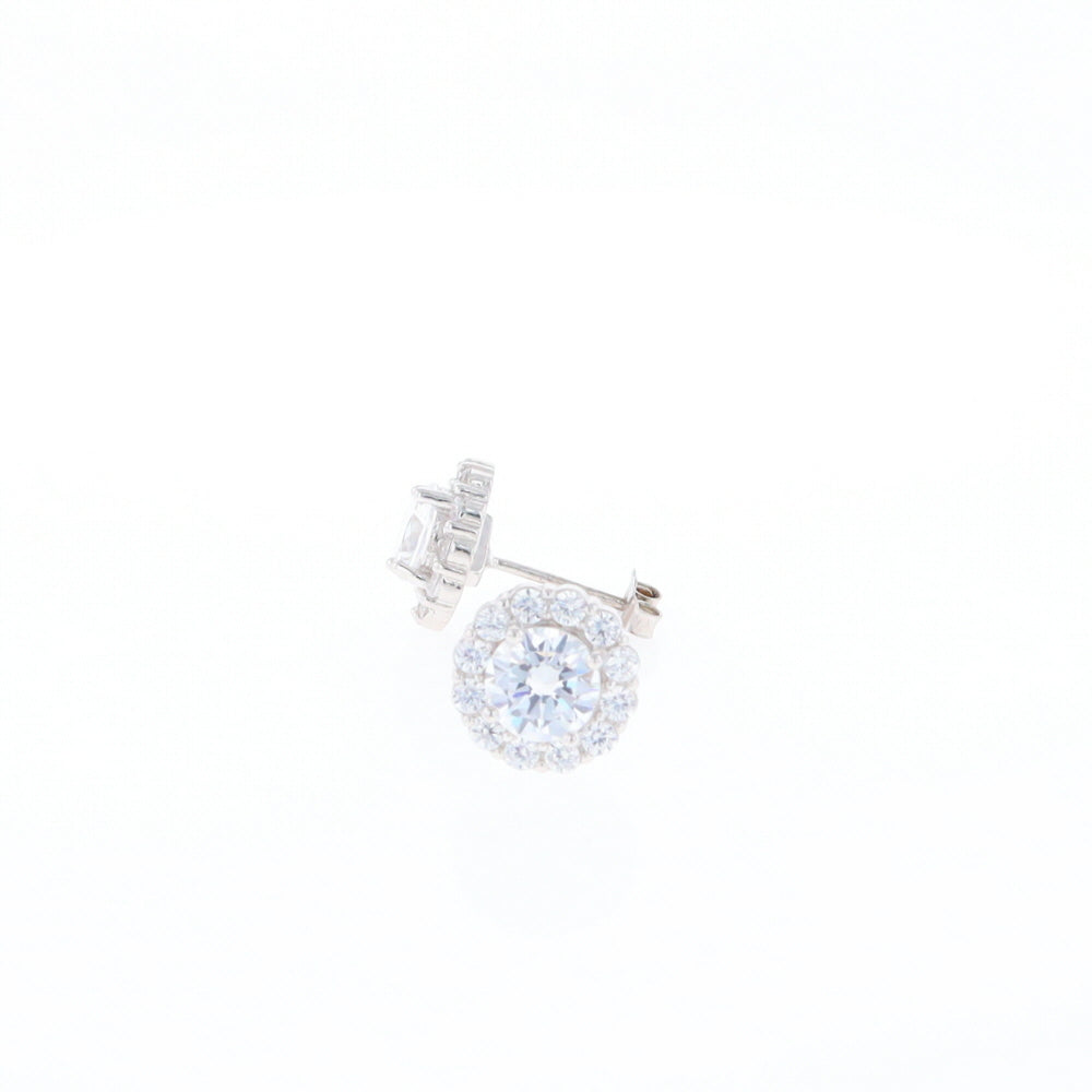 Cubic Zirconia Halo Stud Earrings