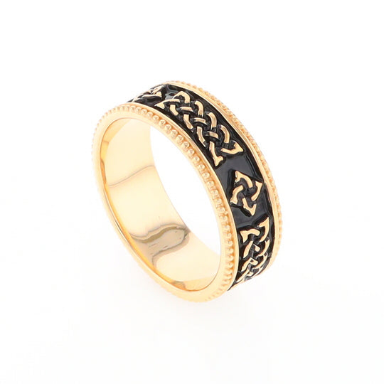 Celtic Knot Black and Gold Wedding Band