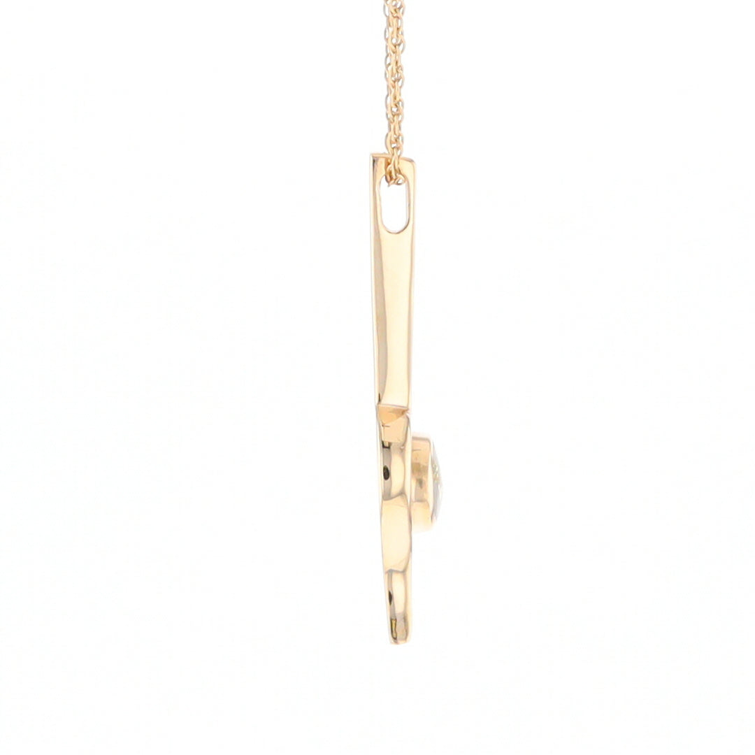 Gold Quartz Necklace Round Inlaid Curved Gold Bar Pendant