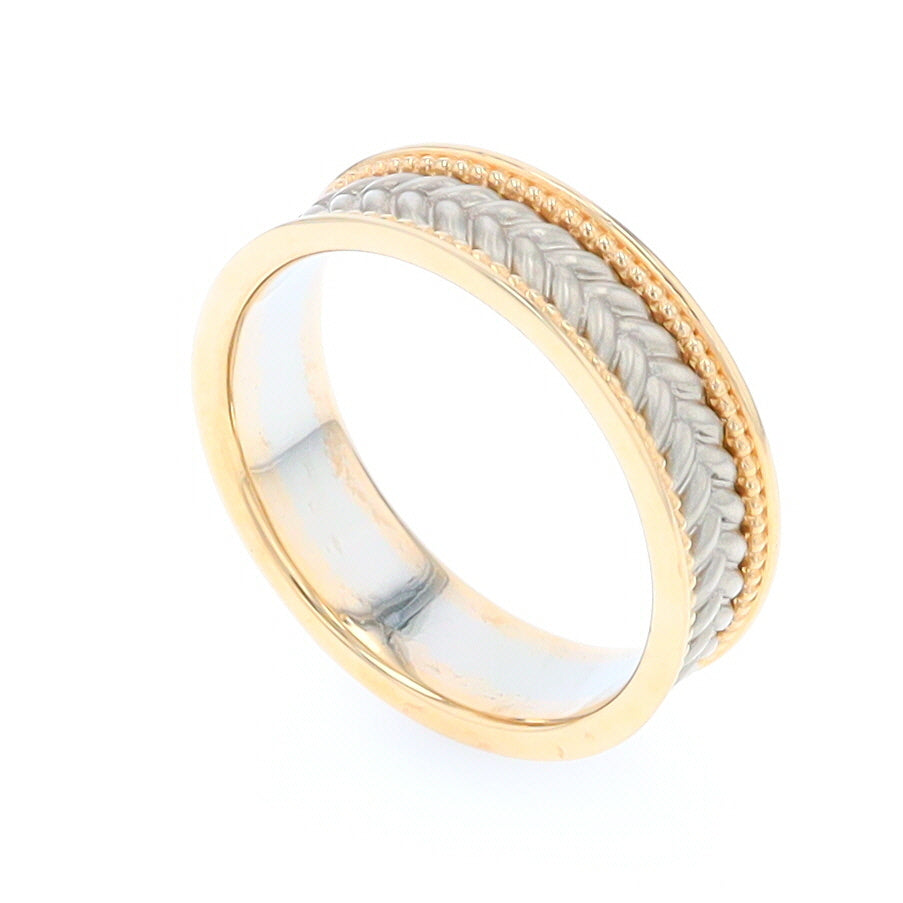 Braided White and Yellow Gold Men's Ring