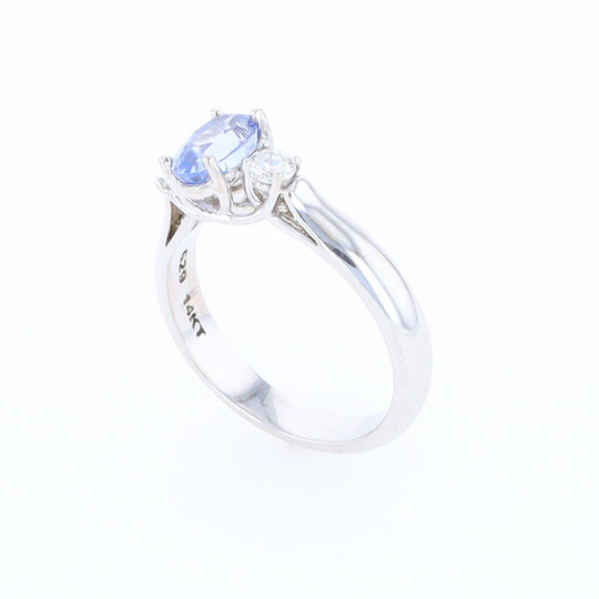 Ceylon Sapphire Three-Stone Trellis Ring