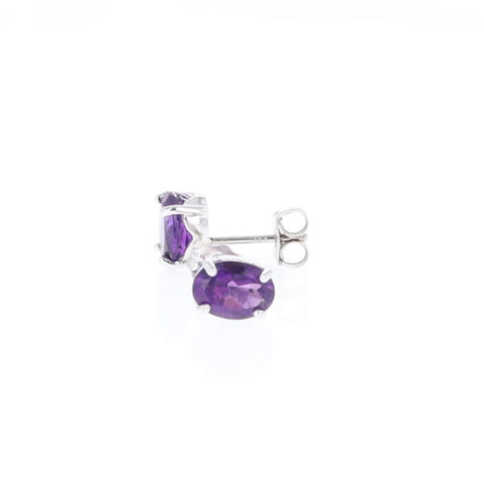Oval Amethyst Stud Earrings