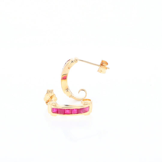 Channel Ruby Semi-Hoop Earrings