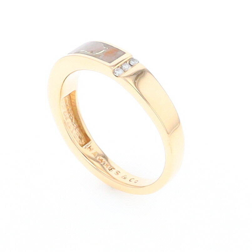 Gold Quartz Ring Double Inlaid Design with .03ctw Round Diamonds