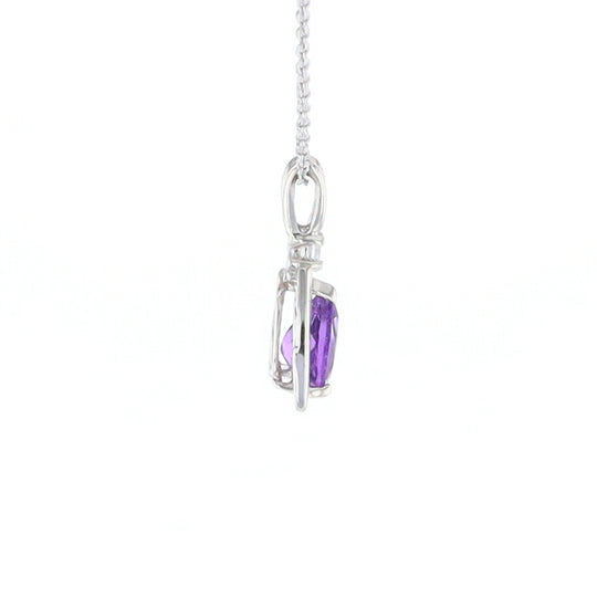 Amethyst Pear Ribbon Necklace