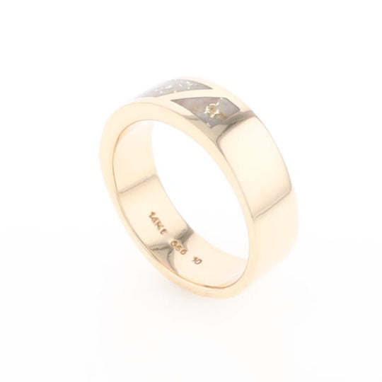 Gold Quartz Ring, 3 Section Inlaid Design