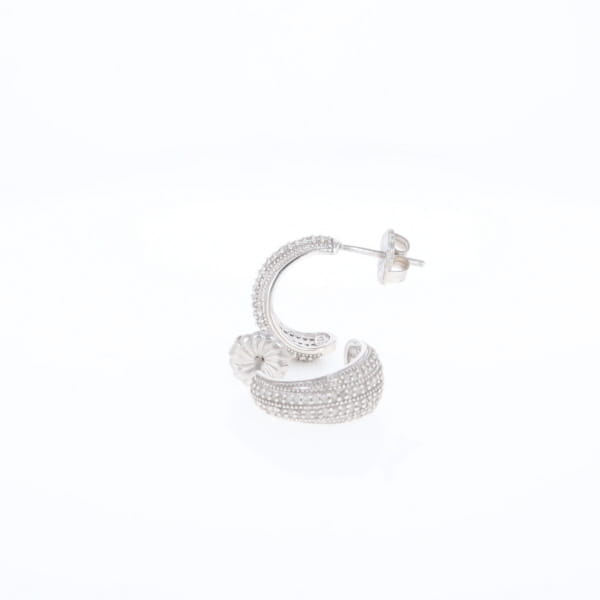 Diamond Half Hoop Stud Earrings