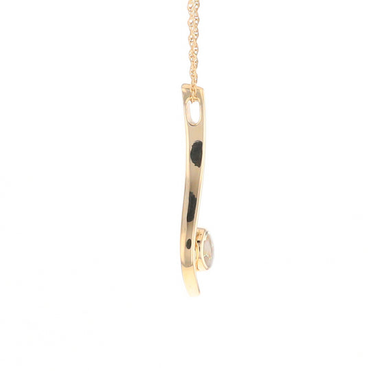 Round Inlaid Gold Quartz Curved Bar Pendant G2