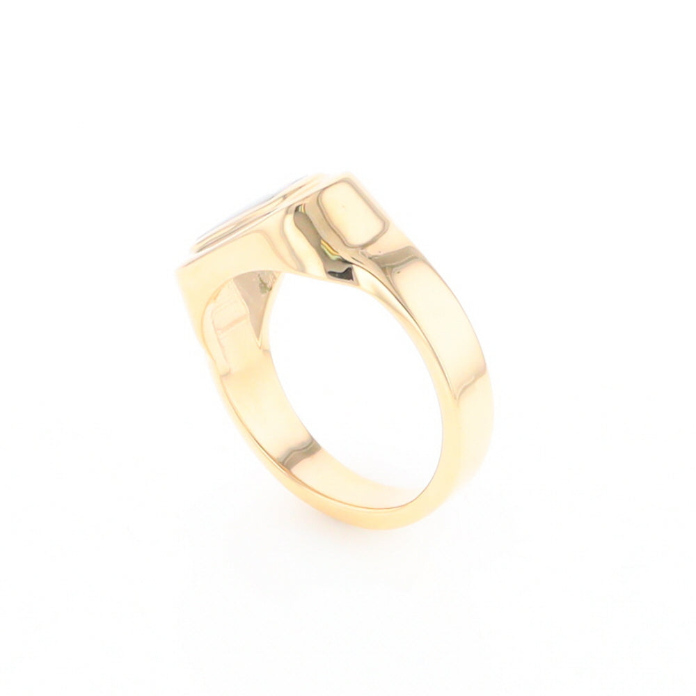 Gold Quartz Ring Oval Inlaid Design - G2