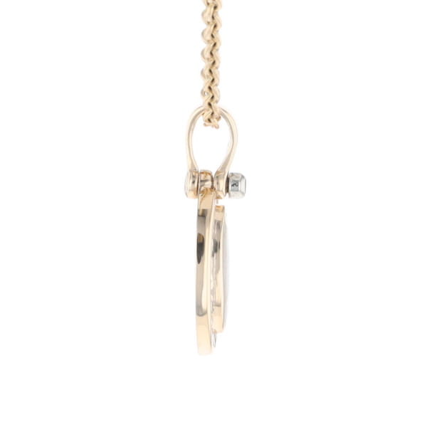 Gold Quartz Pendant Oval Inlaid with .22ctw Round Diamonds Halo (G1)
