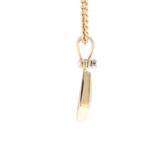 Gold Quartz Necklace Sail Inlaid Design Pendant with .02ct Diamond