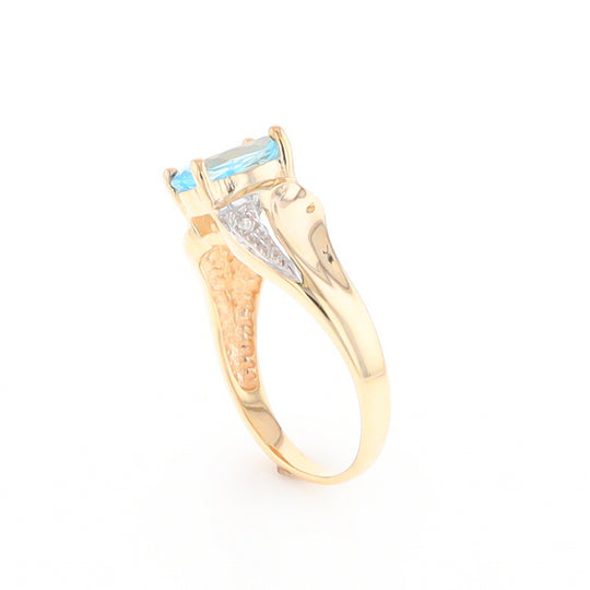 Blue Topaz Ring with Diamond Accents