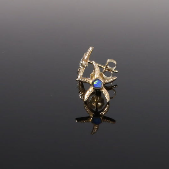 Opal Earrings Inlaid Realistic Star Fish Design Studs