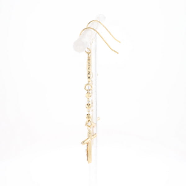 Gold Plated Virgin Mary and Crucifix Dangle Earrings