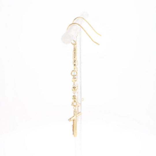 Gold Plated Virgin Mary and Crucifix Dangle Earrings