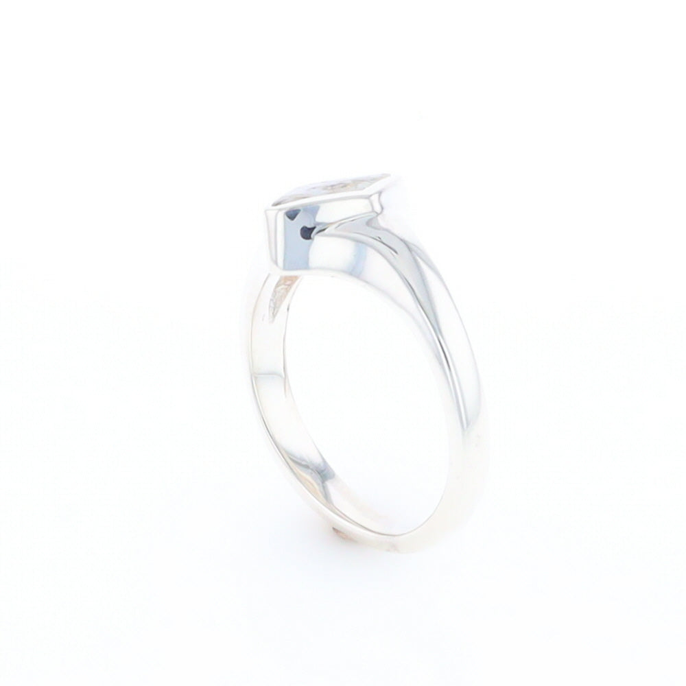 Sterling Silver Gold Quartz Inlaid Diamond Shaped Ring - G3