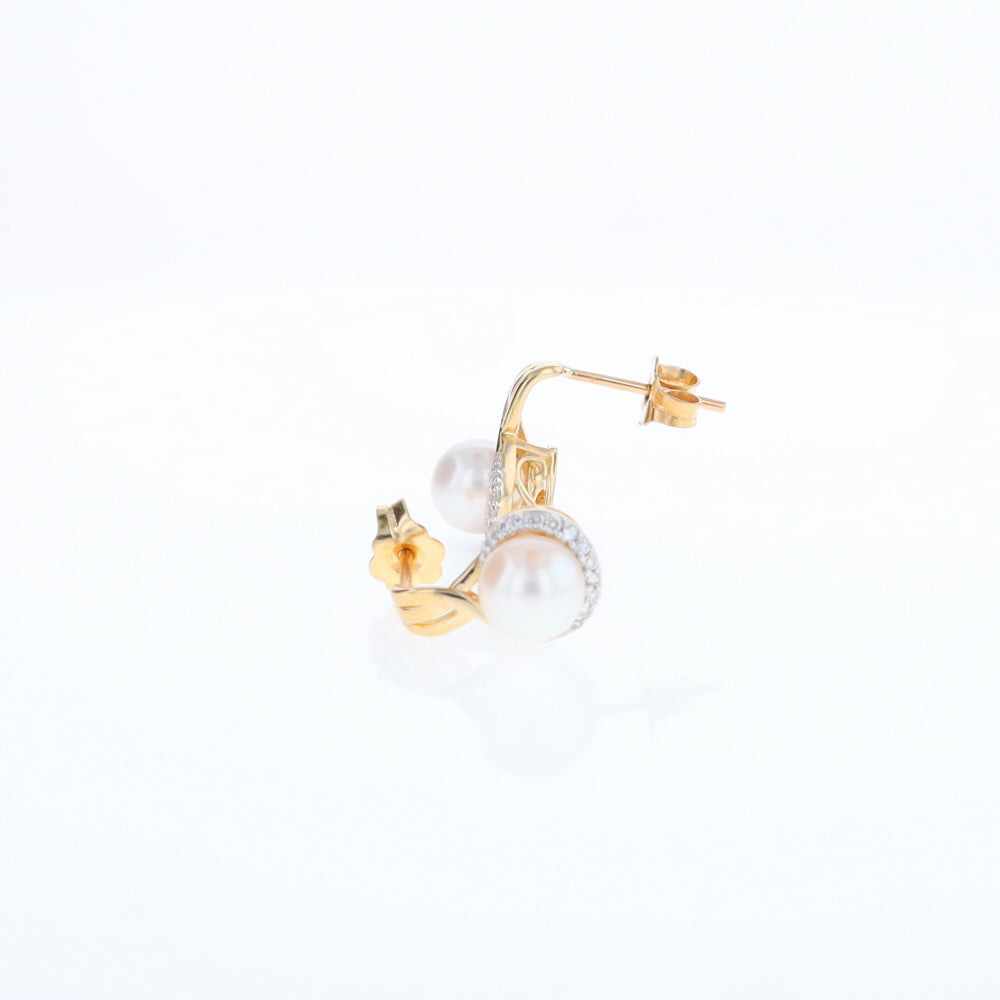 Pearl Drop Earrings with Diamond Halos