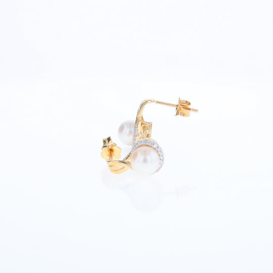 Pearl Drop Earrings with Diamond Halos